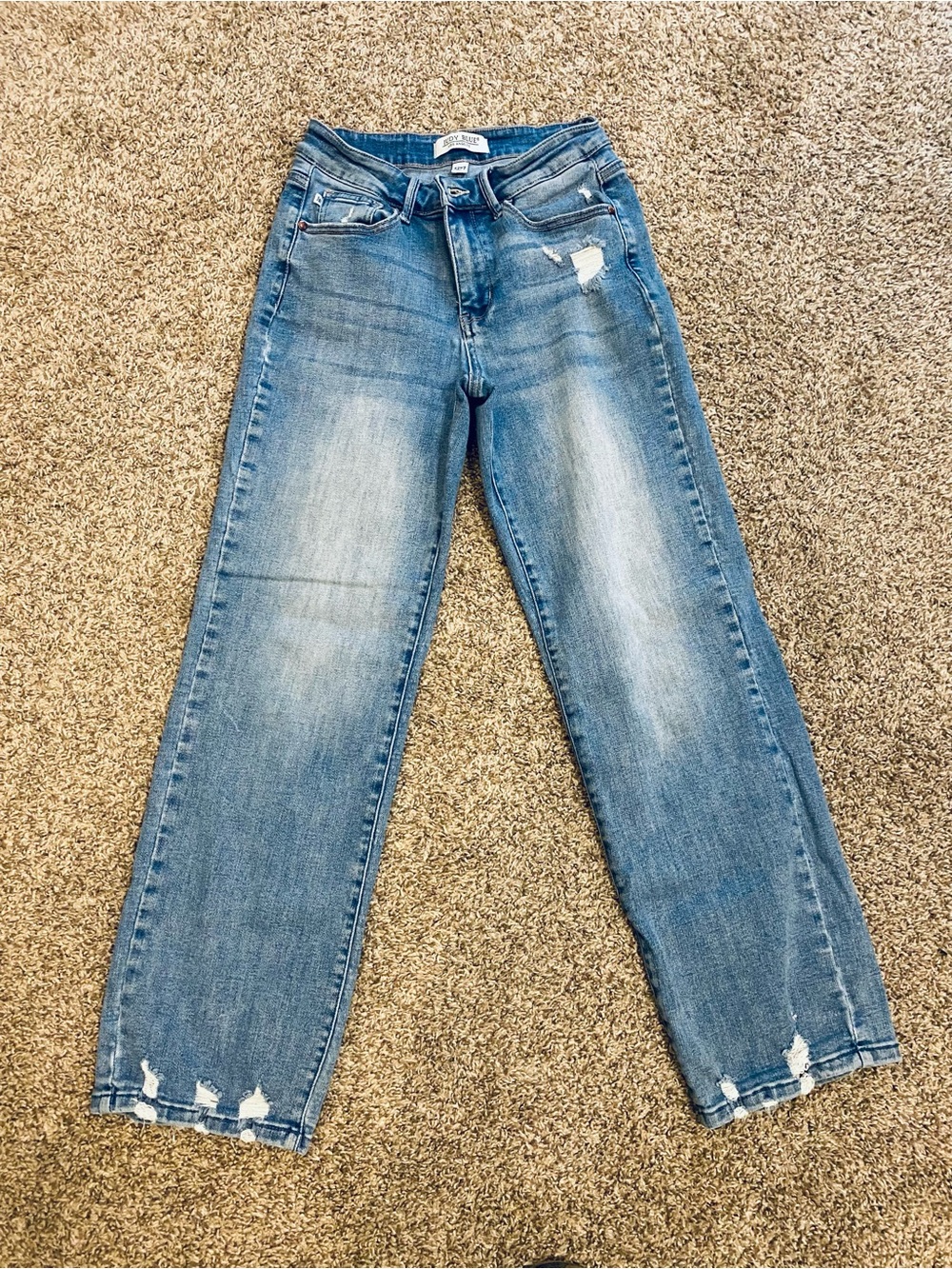 Judy Blue Jeans Womens 5/27 Blue Retro Distressed Light Wash